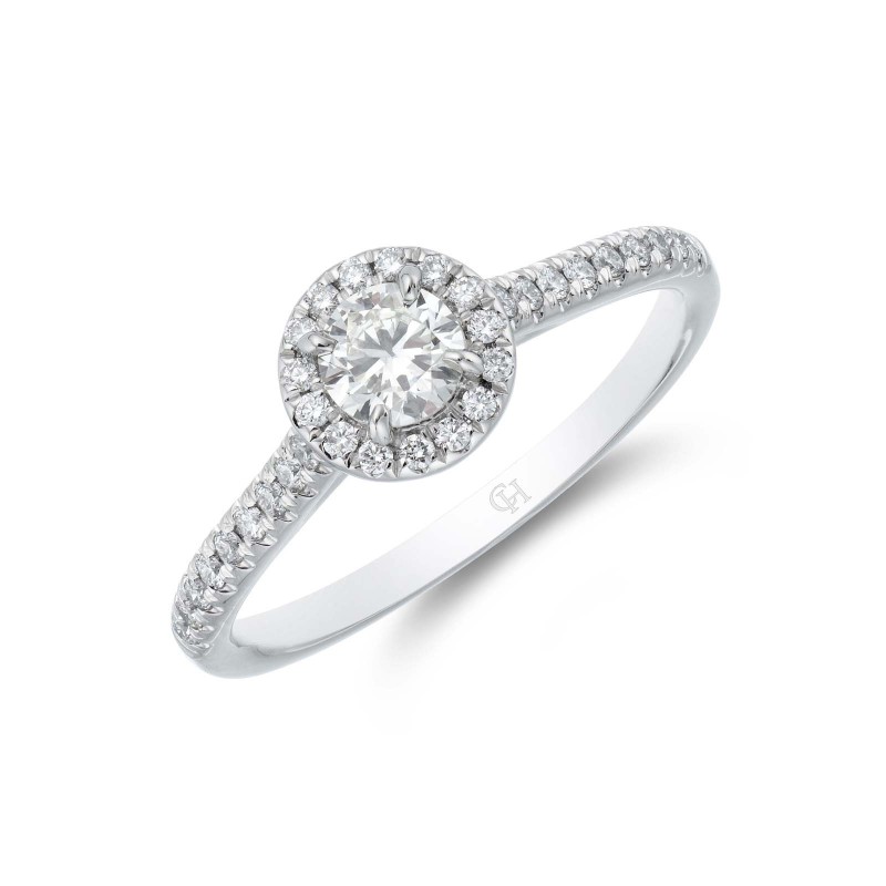 Platinum Brilliant Cut 0.55ct Diamond Halo Ring