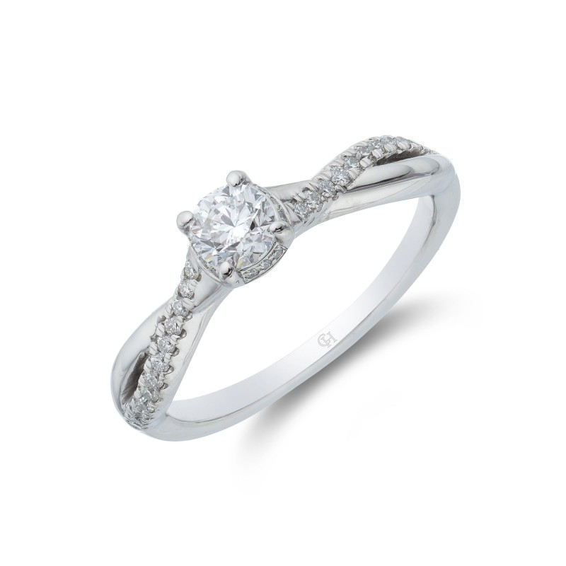 Platinum Brilliant Cut 0.50ct Diamond Twist Solitaire Ring