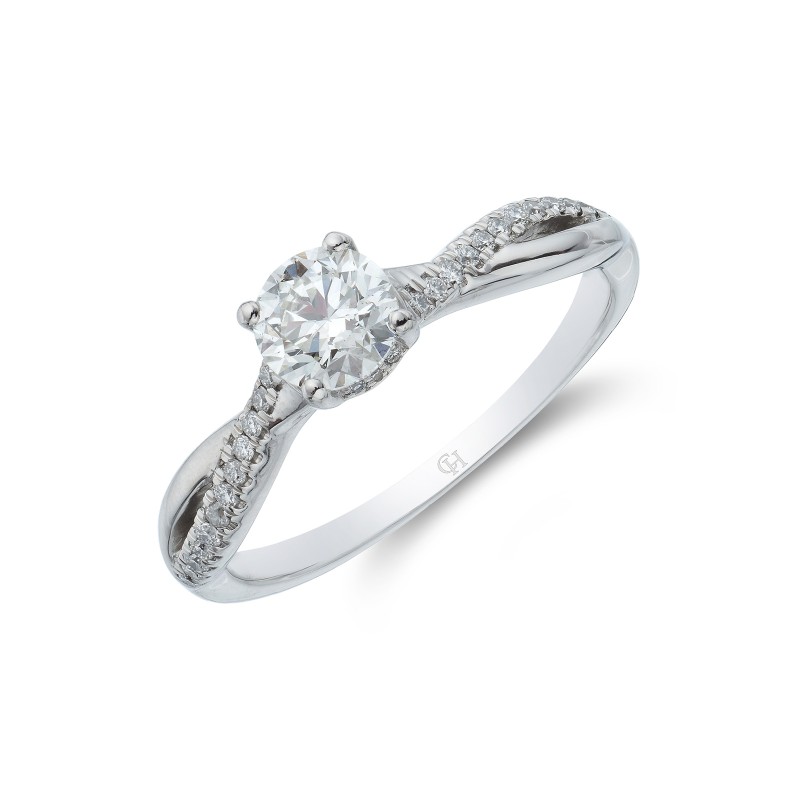 Platinum Brilliant Cut 0.75ct Diamond Twist Solitaire Ring