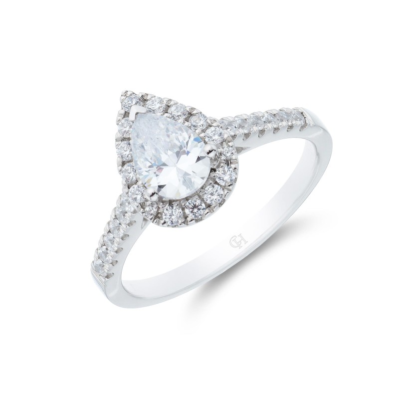 Platinum Pear Cut 1.15ct Diamond Halo Ring