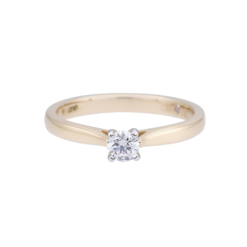 Certificated 18ct yellow gold approx 0.23ct round brilliant diamond solitaire ring