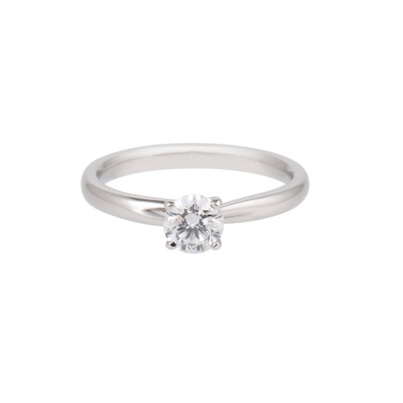 Certificated Platinum 0.50ct Round Brilliant Diamond Solitaire Ring