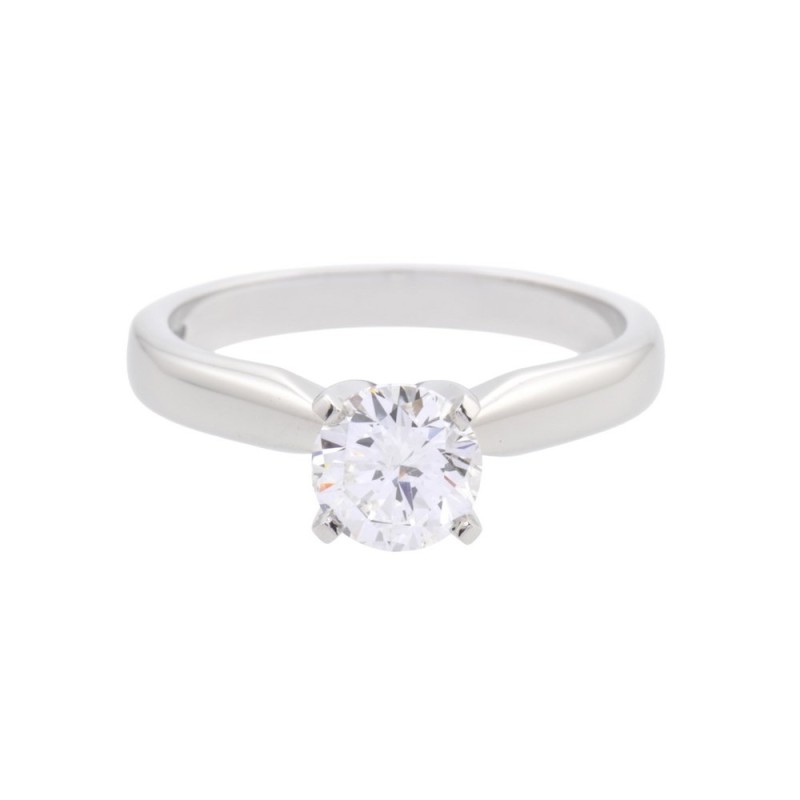 Certificated Platinum 1.00ct Round Brilliant Solitaire Diamond Ring