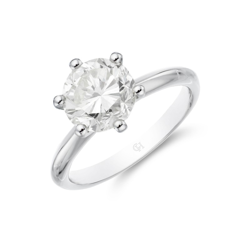 Platinum 2.45ct round brilliant diamond 6 claw solitaire 1