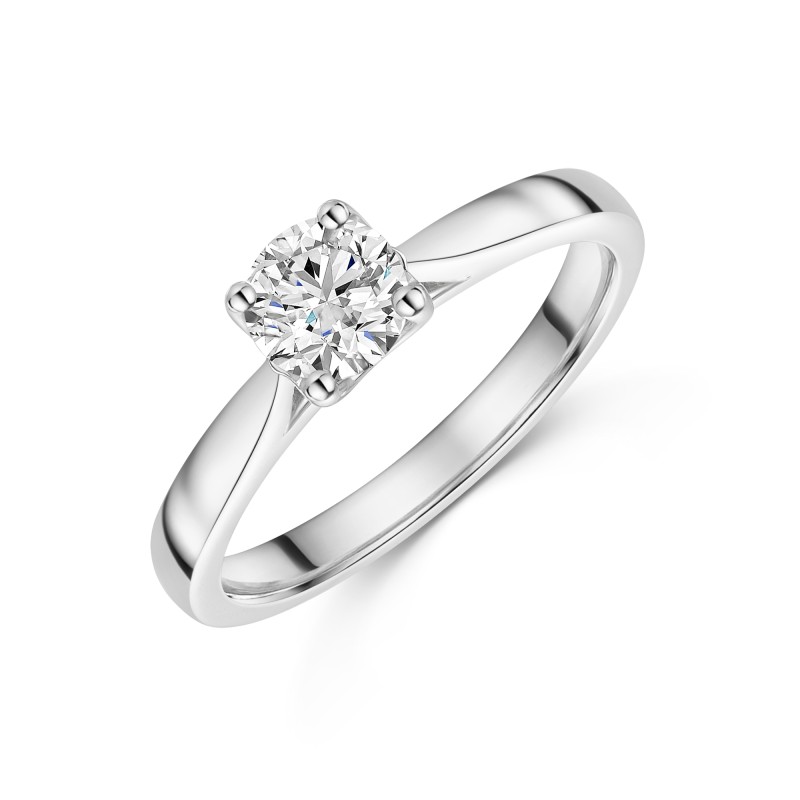 Platinum Round Brilliant U-Shape 0.75ct Diamond Solitaire Ring