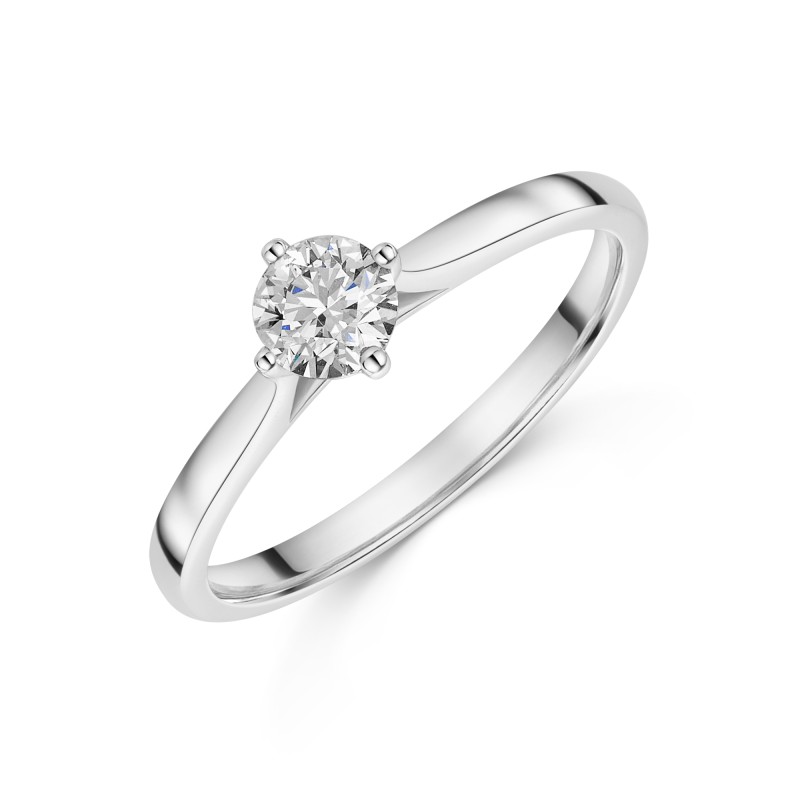 Platinum Round Brilliant 0.40ct Compass Set Diamond Solitaire Ring