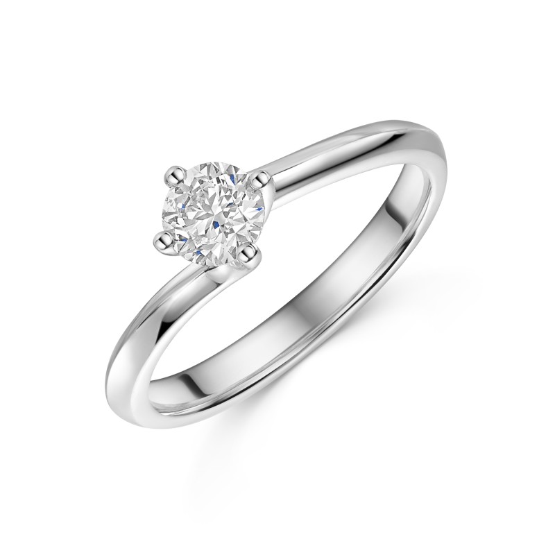 Platinum Twist Round Brilliant 0.50ct Diamond Solitaire Ring
