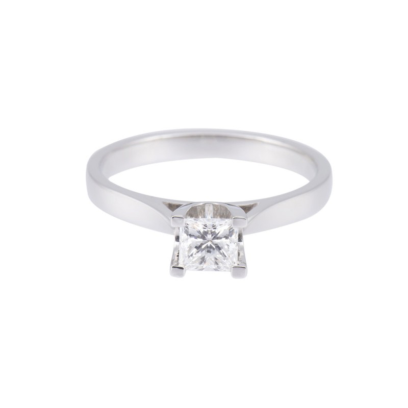 Certificated Platinum 0.53ct Princess Cut Diamond Solitaire Ring