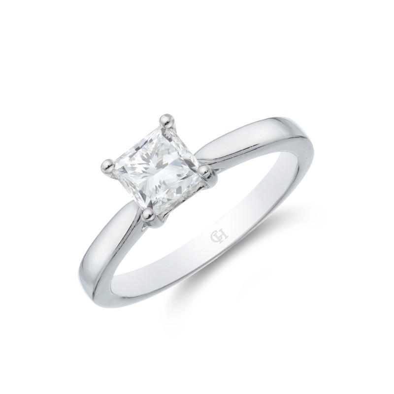 Platinum Princess Cut 1.00ct Diamond Solitaire Ring