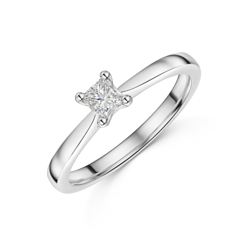 Platinum 0.33ct Princess Cut Diamond Solitaire Ring
