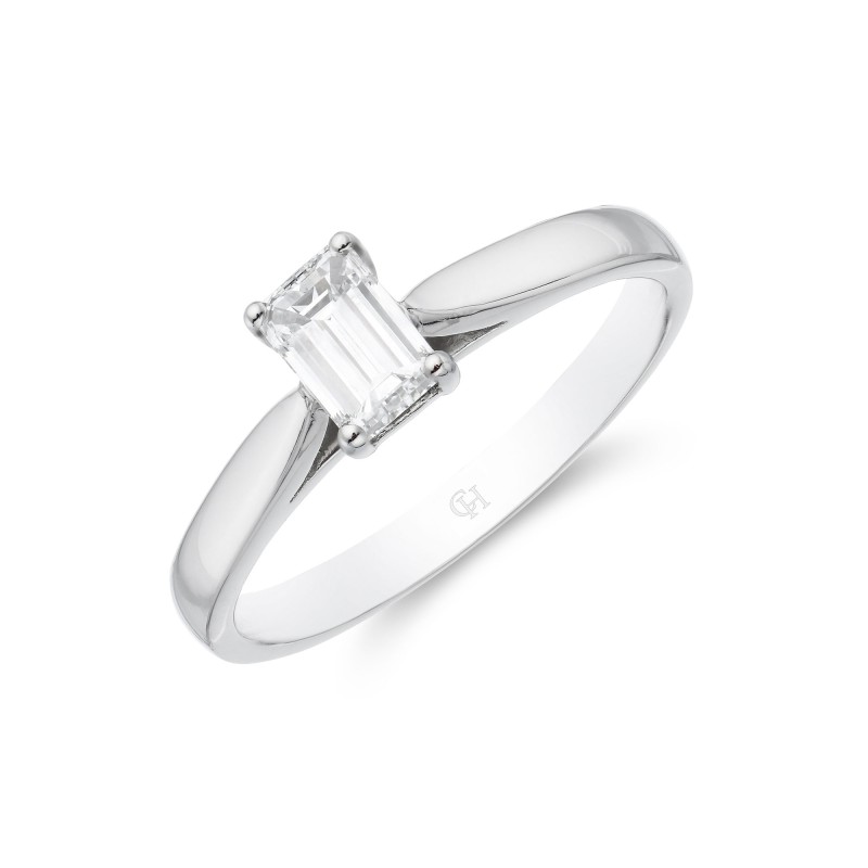 Platinum Emerald Cut 0.50ct Diamond Solitaire Ring 1