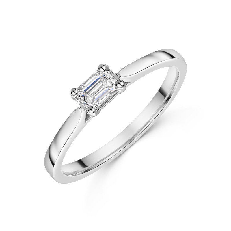 Platinum 0.33ct Emerald Cut Diamond Solitaire Ring