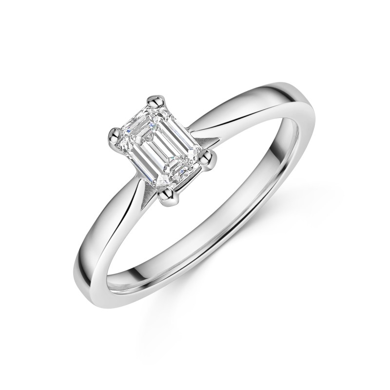 Platinum 0.50ct Emerald Cut Diamond Solitaire Ring