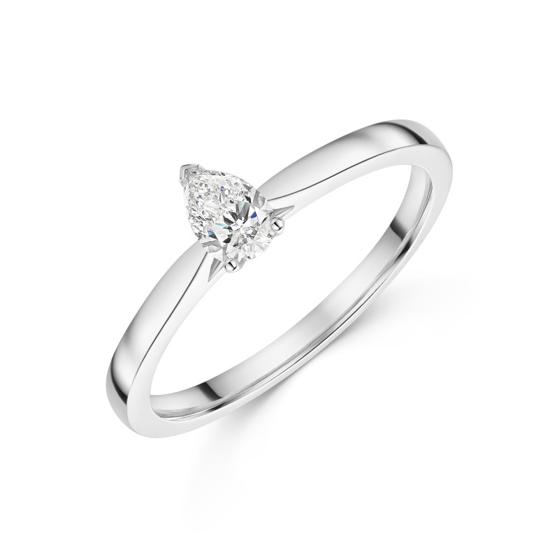 Platinum 0.33ct Pear Cut Diamond Solitaire Ring