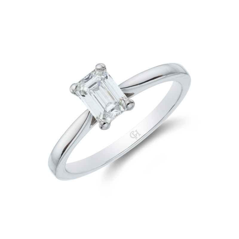 Platinum Emerald Cut 0.66ct Diamond Solitaire Ring
