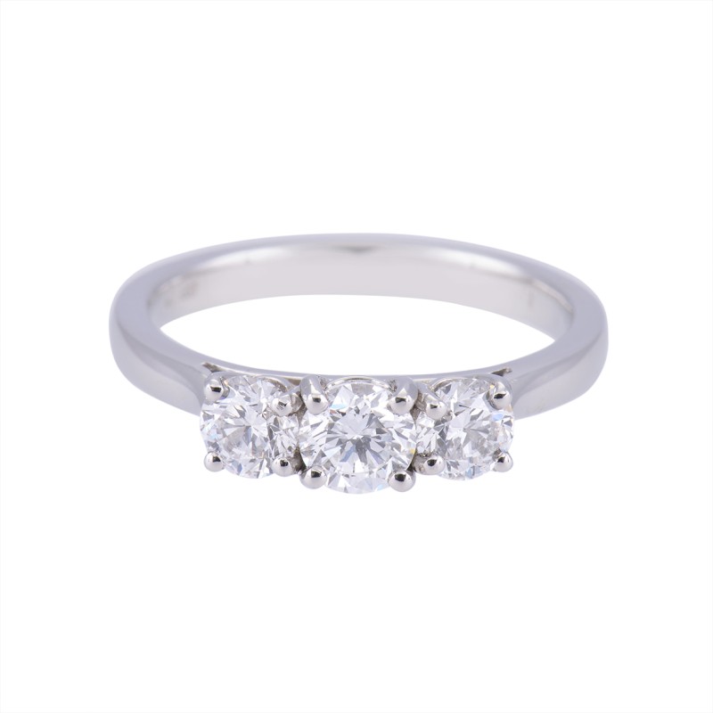 Platinum 1.00ct Round Brilliant Diamond 3 Stone Ring