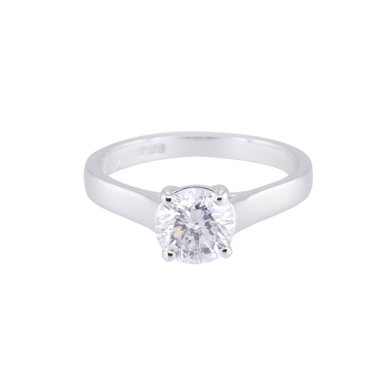 Certificated 18ct White Gold 1.00ct Round Brilliant Diamond Solitaire Ring