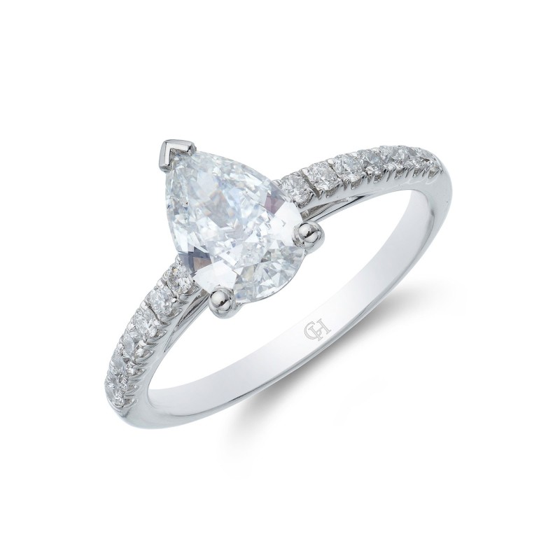 Platinum Pear Cut 1.25ct Diamond Solitaire Ring