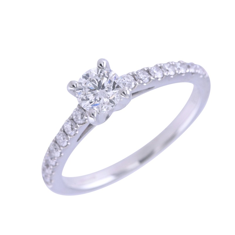 Platinum Round Brilliant Diamond 4claw Ring