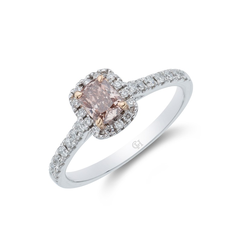 Platinum Cushion Cut 0.80ct Diamond Halo Ring