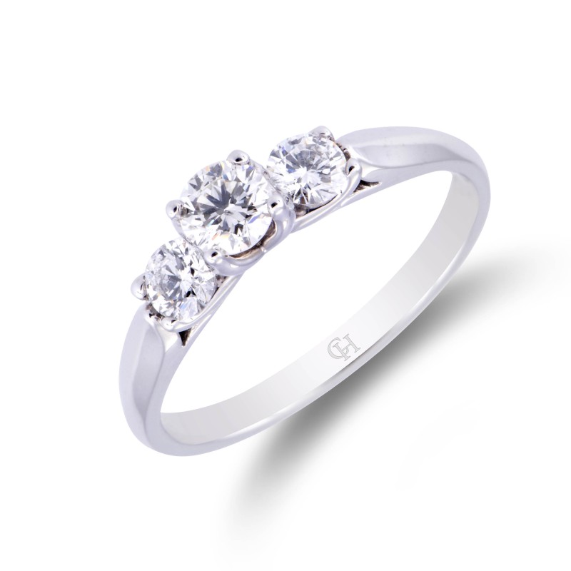 18ct White Gold 0.50ct Diamond 3 Stone Ring