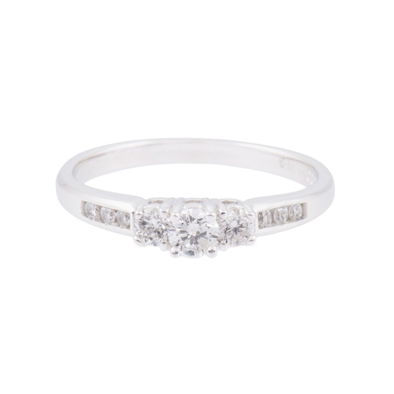 18 Carat White Gold 0.33 Carat Diamond Three-Stone Ring