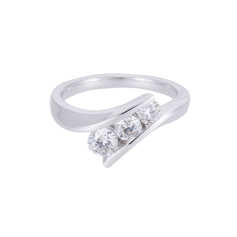 18ct White Gold 0.75ct Round Brilliant Diamond 3 Stone Ring