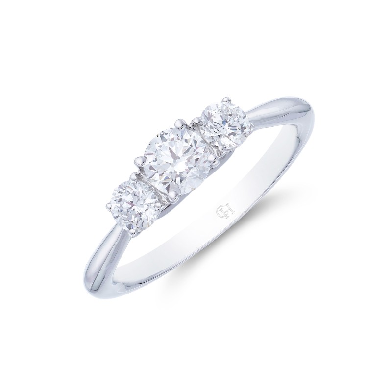 18ct White Gold 0.75ct Diamond Three Stone Ring 