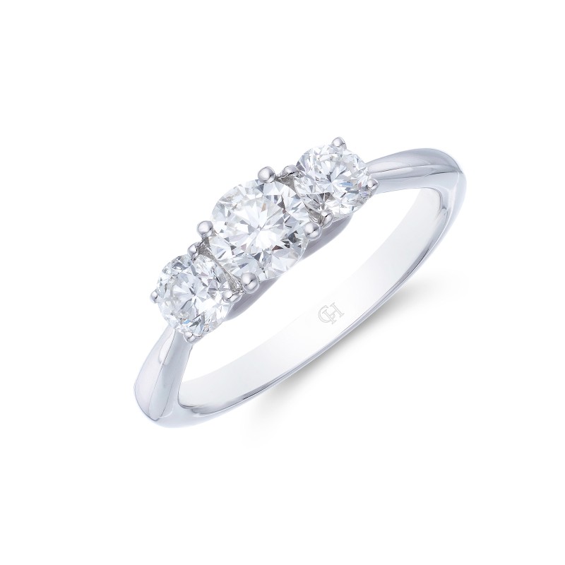 18ct White Gold 1.00ct Diamond Three Stone Ring