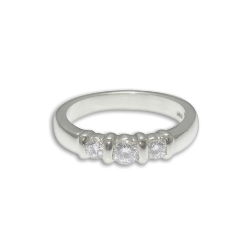 Platinum 0.33ct Round Brilliant Diamond 3-Stone Ring
