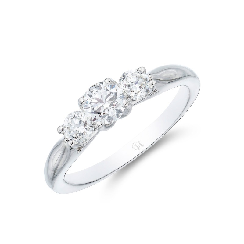 Platinum Brilliant Cut 0.75ct Diamond Three Stone Ring