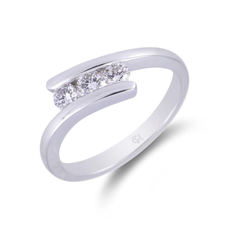 Platinum 0.33ct Round Brilliant Diamond 3 Stone Ring