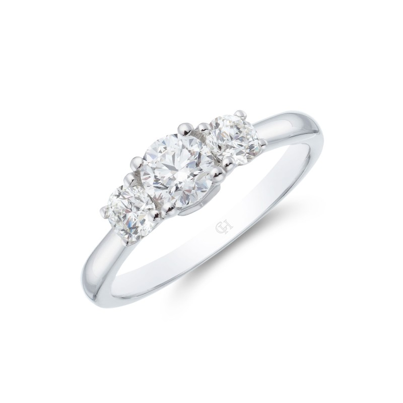 Platinum Brilliant Cut 1.00ct Diamond Three Stone Ring 