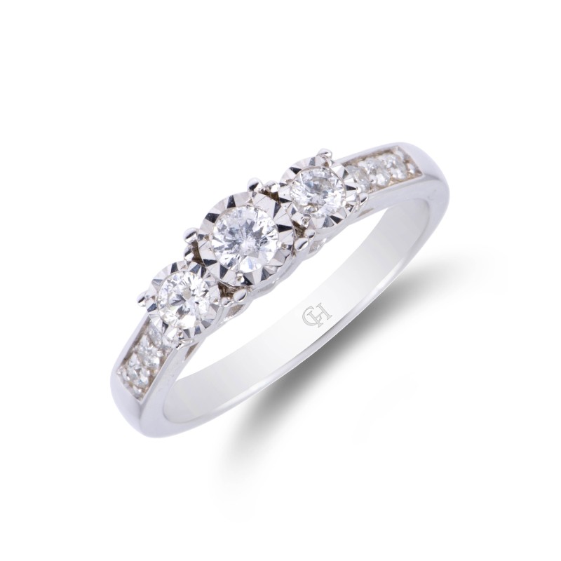9ct White Gold 0.33ct Diamond 3 Stone Ring