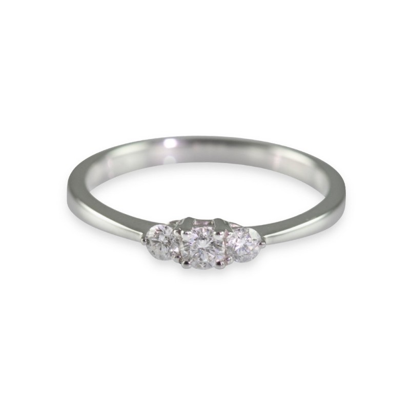 Palladium 0.25ct Round Brilliant Diamond 3-Stone Ring