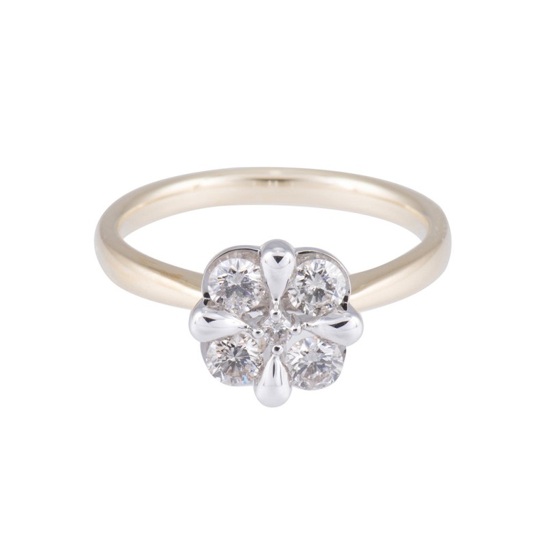 18ct Yellow Gold 0.50ct Round Brilliant Diamond Cluster Ring