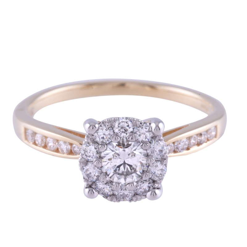 18ct Yellow Gold 0.65ct Round Brilliant Diamond Cluster Ring