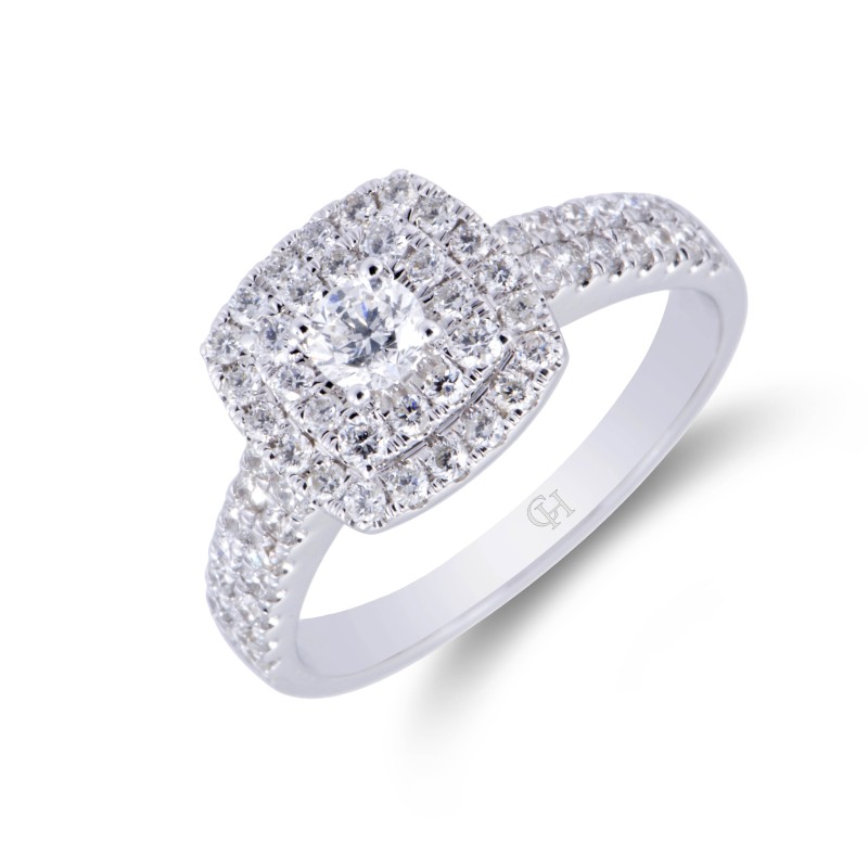 18ct White Gold 1.00ct Diamond Cluster Ring