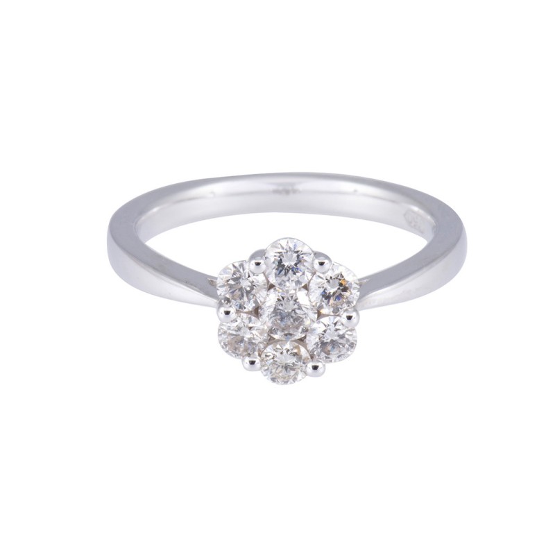 18ct White Gold Approx 0.65ct Round Brilliant Diamond Cluster Ring