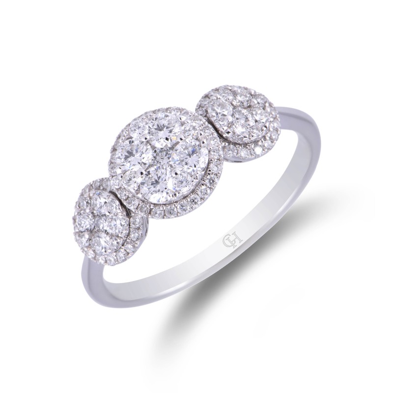 18ct White Gold Approx 0.75ct Round Brilliant Fancy Cluster Ring