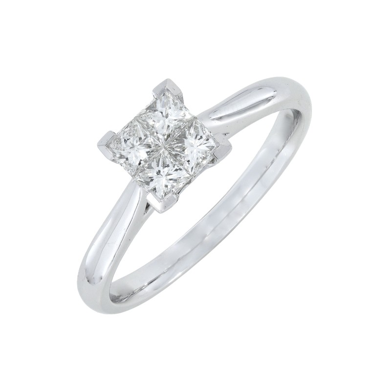 Platinum Princess Cut 0.33ct Diamond Cluster Ring