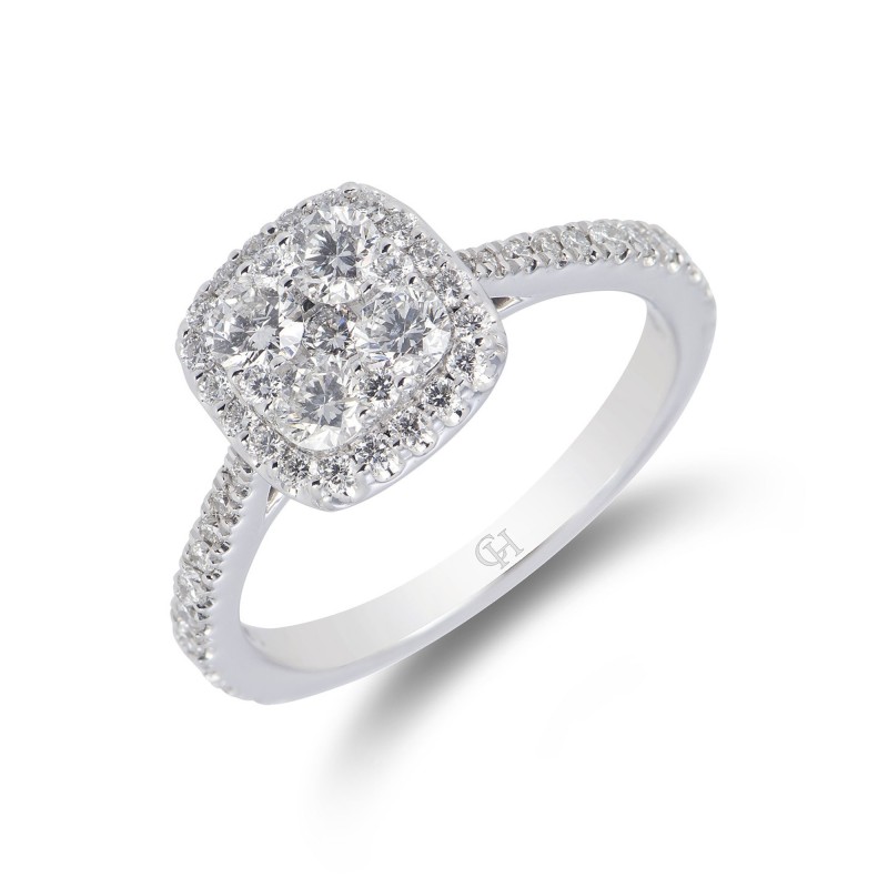 Platinum Brilliant Cut 1.00ct Diamond Cluster Ring