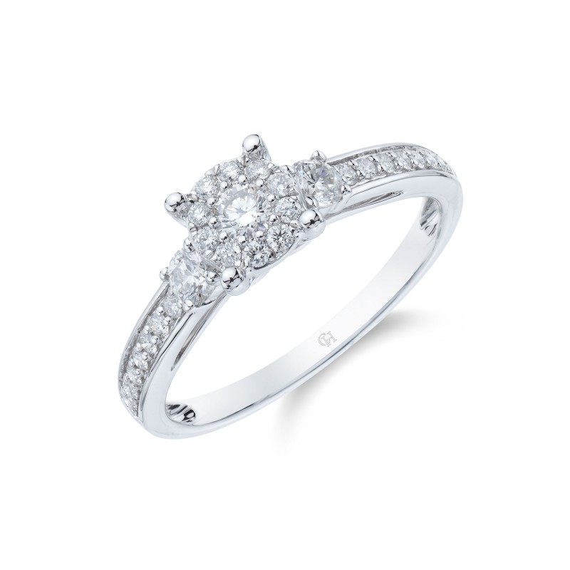 9ct White Gold Brilliant Cut 0.50ct Diamond Cluster Ring