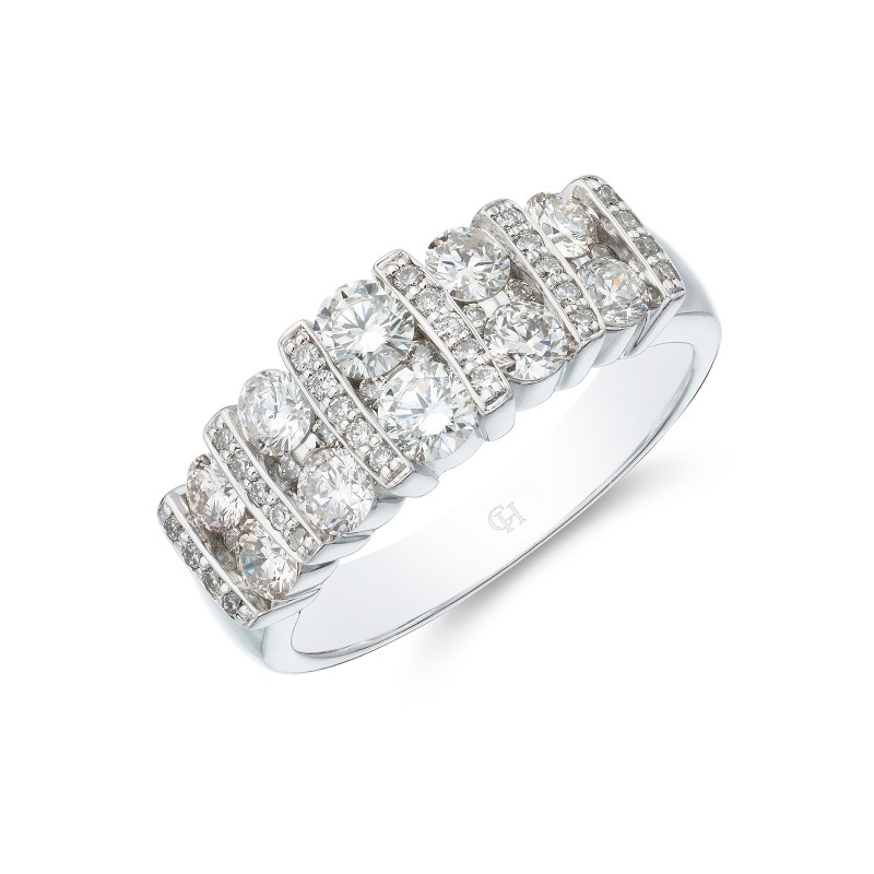 9ct White Gold 1.11ct Diamond Cluster Ring 