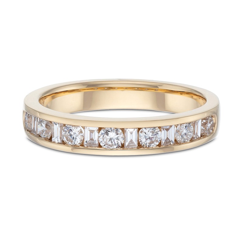 18ct Yellow Gold Baguette and Brilliant Cut 0.50ct Diamond Eternity Ring
