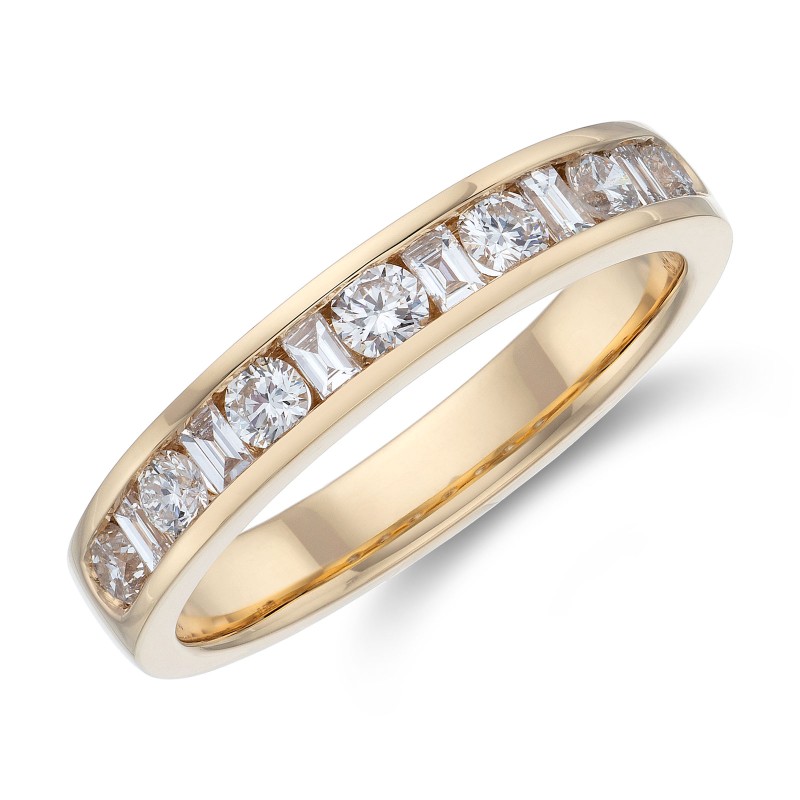 18ct Yellow Gold Baguette and Brilliant Cut 0.50ct Diamond Eternity Ring