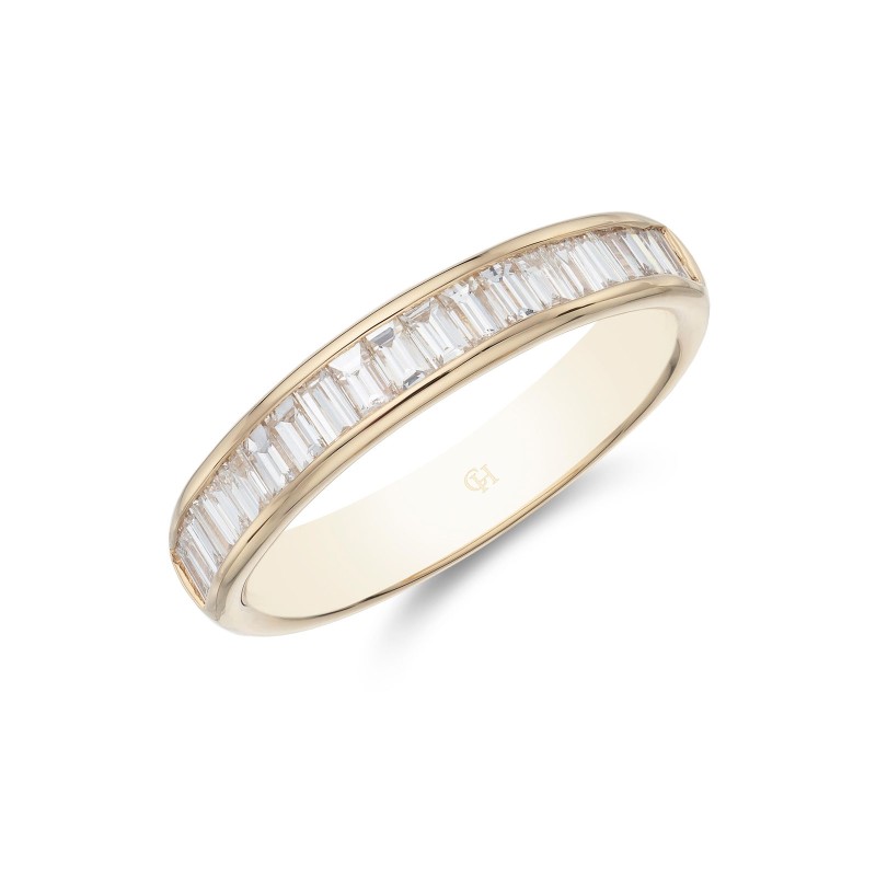 18ct Yellow Gold Baguette & Brilliant Cut 0.78ct Diamond Channel Eternity Ring