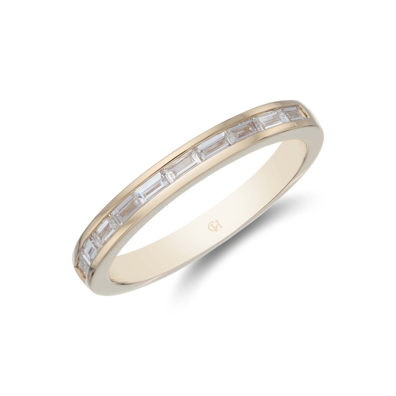 18ct Yellow Gold Round Brilliant and Baguette Cut 0.30ct Diamond Eternity Ring