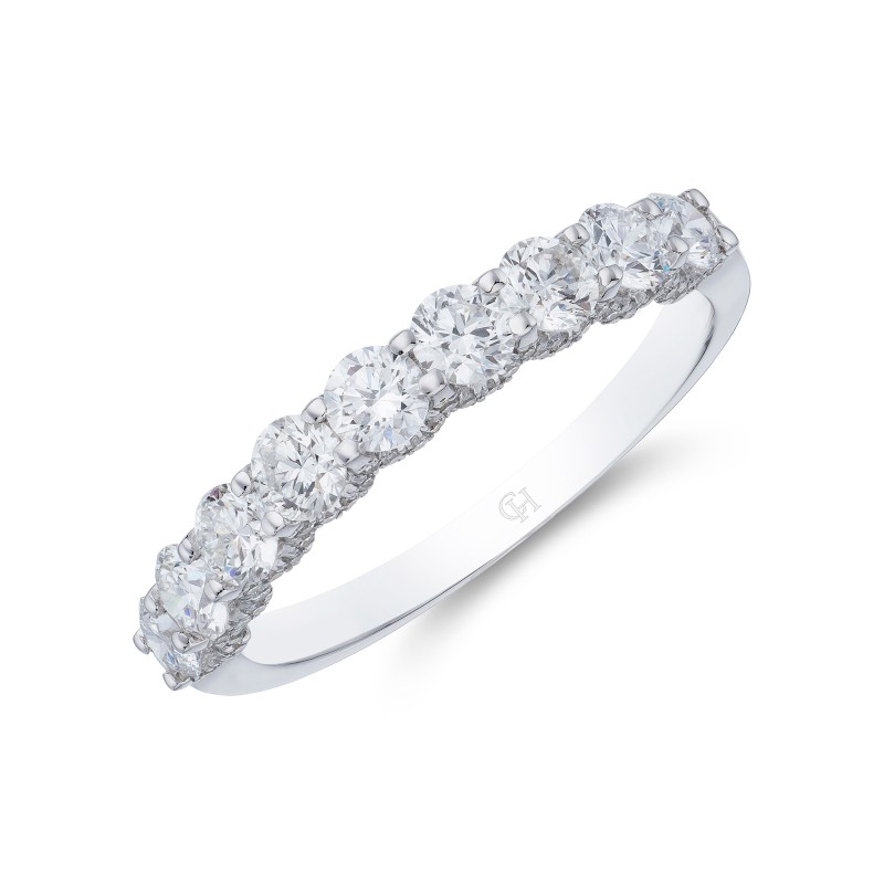 18ct White Gold 1.17ct Diamond Nine Stone Eternity Ring 