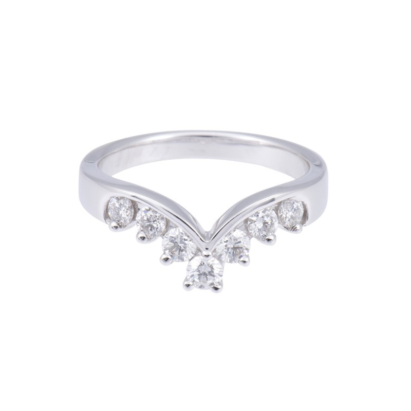 18ct White Gold 0.50ct Round Brilliant Diamond Half Hoop Wishbone Eternity Ring